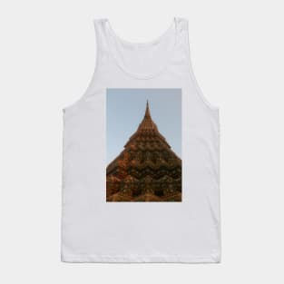 First low angle view of a Buddha stupa reaching symmetrical in the clear sky. Tank Top